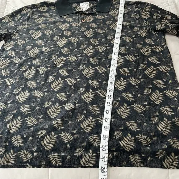 Vintage Field Gear Polo Shirt Mens XL Black Floral Knit Cotton Egypt 90s Preppy - Picture 4 of 6